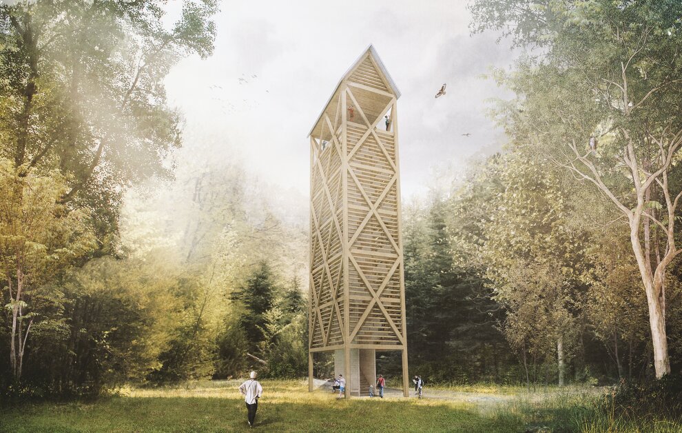 Neubau Aussichtswarte am Demmerkogel, Schaubild: supertomorrow architecture zt