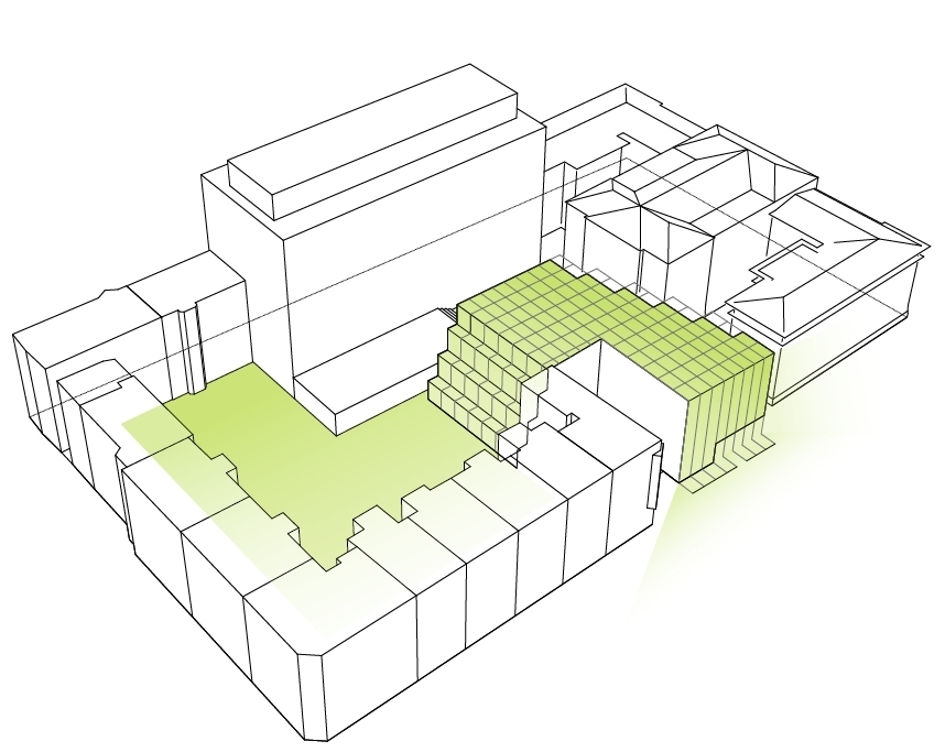 Neubau Haus für präklinische experimentelle Forschung der Medizinischen Universität Innsbruck am Standort Peter-Mayr-Straße 4a, 4b, Schaubild: stoll.wagner+partner architektur ZTgmbH