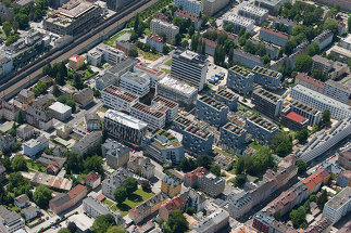 Stadtwerk Lehen Gesamtareal, Foto: PRISMA Zentrum für Standort- und Stadtentwicklung GmbH © ©PMU/Bavaria Luftbildverlags GmbH